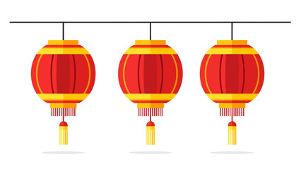 Three Chinese Red Lanterns Hanging Decoration