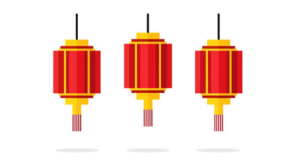 Pixel Art Red and Yellow Chinese Lanterns