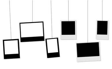 Creative Vector Illustration of Blank Hanging Photo Frames
