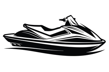 Professional Jet Ski Silhouette Icon, Personal Watercraft Vector Outline for Signage and Print Design Templates