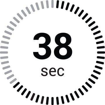 38 seconds timer stopwatch or countdown icon vector isolated on white background