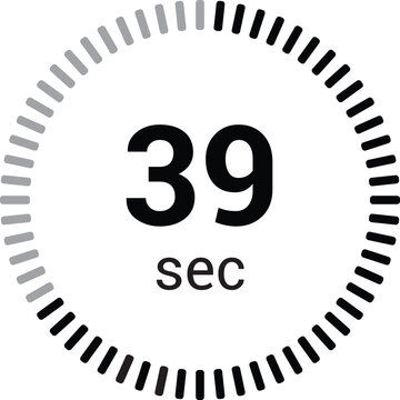 39 seconds timer stopwatch or countdown icon vector isolated on white background