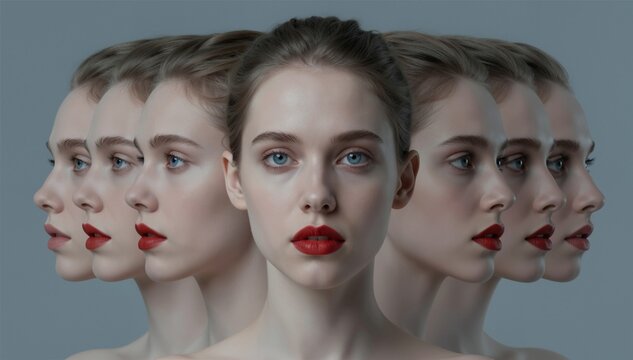 Identity Fragmentation: Multiple Perspectives of a Woman in Ethereal Motion