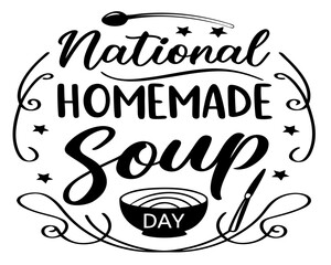 Fototapeta premium NATIONAL HOMEMADE SOUP DAY vector illustration isolated on white background
