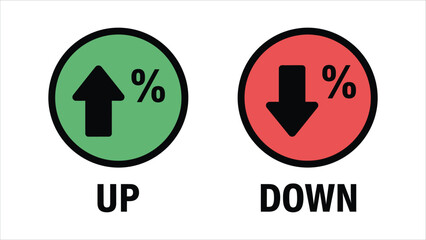  Percentage arrow up and down icon vector set.eps
