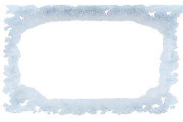 Fototapeta premium Snow and ice border with frosty white and blue texture forming a decorative winter frame. Transparent background