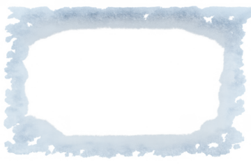 Snow and ice border with frosty white and blue texture forming a decorative winter frame. Transparent background