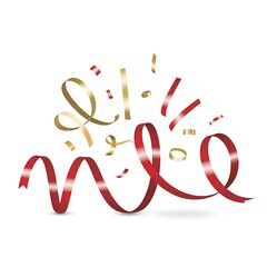 Red and gold ribbons flying in the air