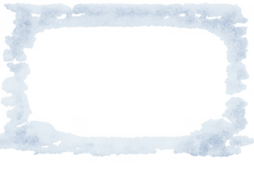 Winter snow frame with frozen frost texture outlining a rectangular border, isolated on transparent background