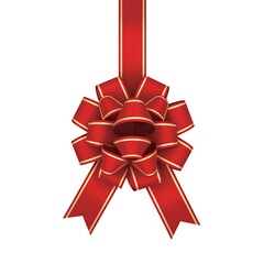 red gift bow with gold trim isolated