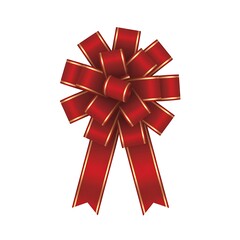 Red gift bow with gold trim