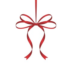 red ribbon bow decoration isolated