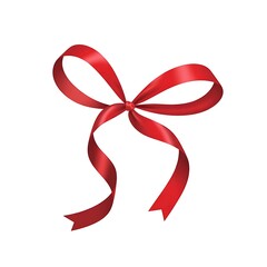 red ribbon bow isolated on transparent background