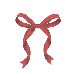 red satin ribbon bow isolated