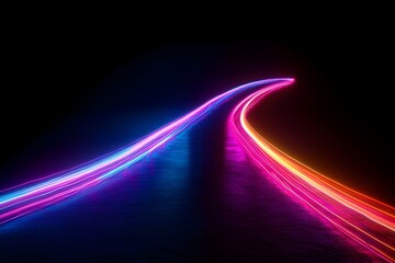 Vibrant neon lights creating a dynamic pathway