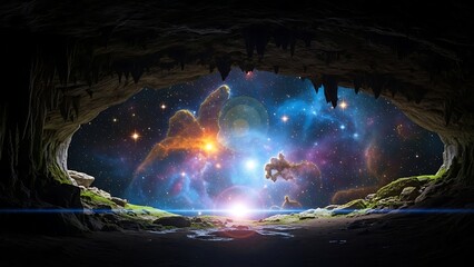 Celestial vista through cosmic cavern