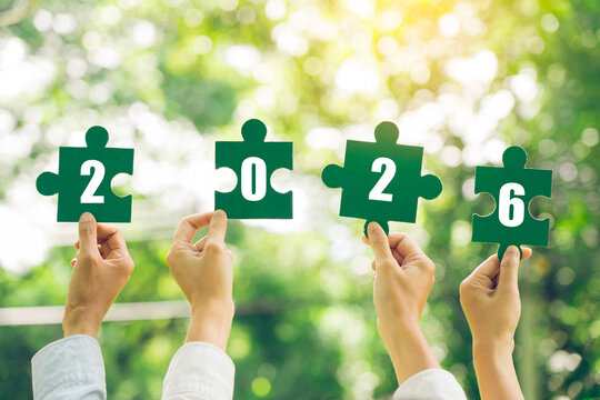 Sustainable environment development goals. Emission carbon neutral concept of business corporate green globe with 2026.
