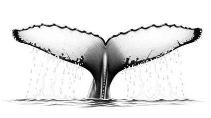 Elegant illustration of a whale tail breaking the surface of the water