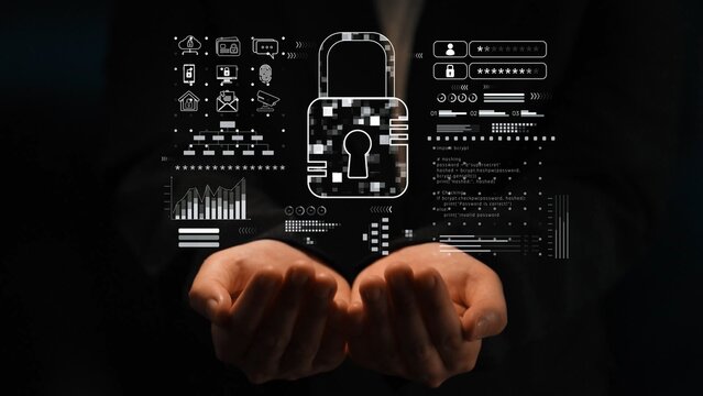 Cyber security system protecting digital infrastructure. Cyber security ensures data safety, prevents breaches, cyber security strengthens defense, and supports secure operations. Marrow - Powered by Adobe