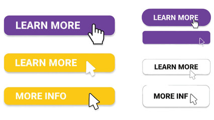 Read More & Learn More Buttons &ndash; Trendy Call-to-Action Web Buttons, Labels, Banners, Stickers, Design Templates.eps