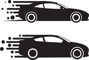 Silhouette fast car isolated vector set