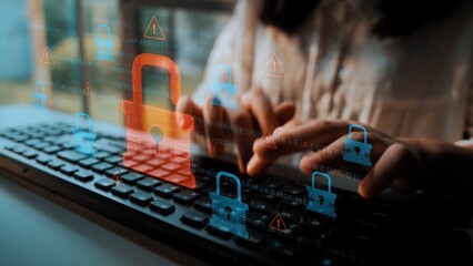 Digital security concept illustrating a cybersecurity breach, with a red unlocked padlock indicating data exposure among secure systems, emphasizing system vulnerability and risk Marrow