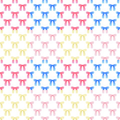 Vector illustration seamless pattern bow color beauty on isolated backgrounds. Valentine day concept congratulations, birthday and romance. Coquette pattern ribbon. Luxury gift for love, feminine.
