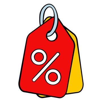 Sale Tags with Percentage Cartoon Style Illustration