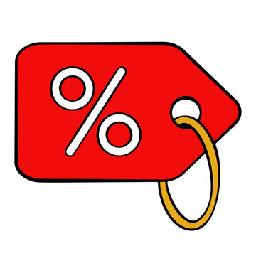 Sale Tag with Percentage Cartoon Style Illustration