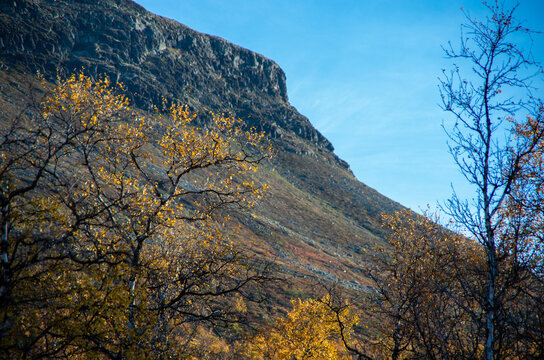 The Saana fell, mountain in Lapland, Finland. Autumn colours.
