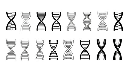 Set of flat DNA icons genetic symbols vector collection.eps
