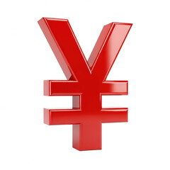 Obraz premium 3d red yen symbol isolated on transparent background