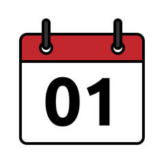Calendar day icon number 1 flat design