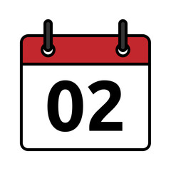 Calendar day icon number 2 flat design
