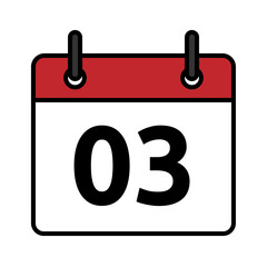 Calendar day icon number 3 flat design