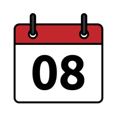 Calendar day icon number 8 flat design