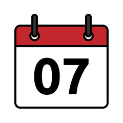 Calendar day icon number 7 flat design