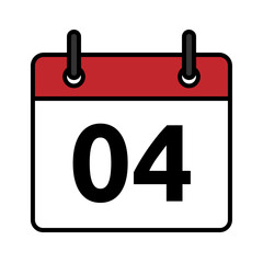 Calendar day icon number 4 flat design