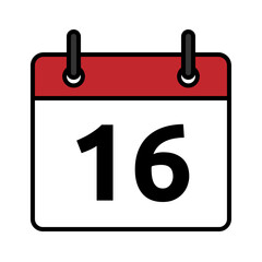Calendar day icon number 16 flat design