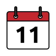 Calendar day icon number 11 flat design