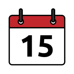 Calendar day icon number 15 flat design