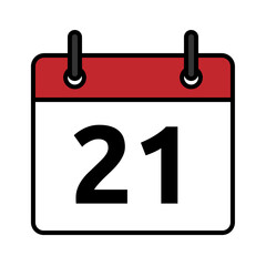 Calendar day icon number 21 flat design
