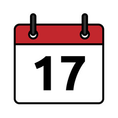 Calendar day icon number 17 flat design