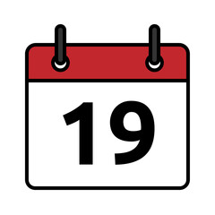 Calendar day icon number 19 flat design