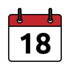 Calendar day icon number 18 flat design
