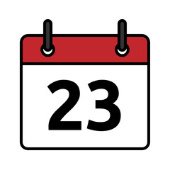 Calendar day icon number 23 flat design