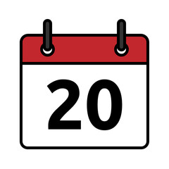 Calendar day icon number 20 flat design