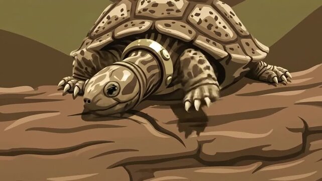 Delightful Journey A Cartoon Turtle's Adventures on Forest Log Perfect for Background Use