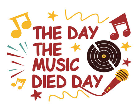 NATIONAL THE DAY THE MUSIC DIED DAY vector illustration isolated on white background