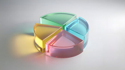 Glass pie chart showing business data analysis
